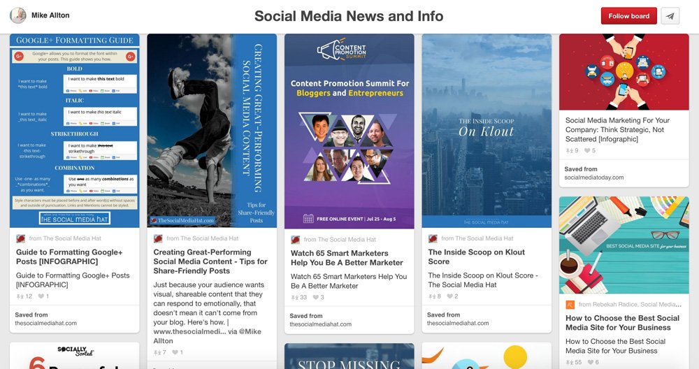 Social Media Marketing Pinterest Boards