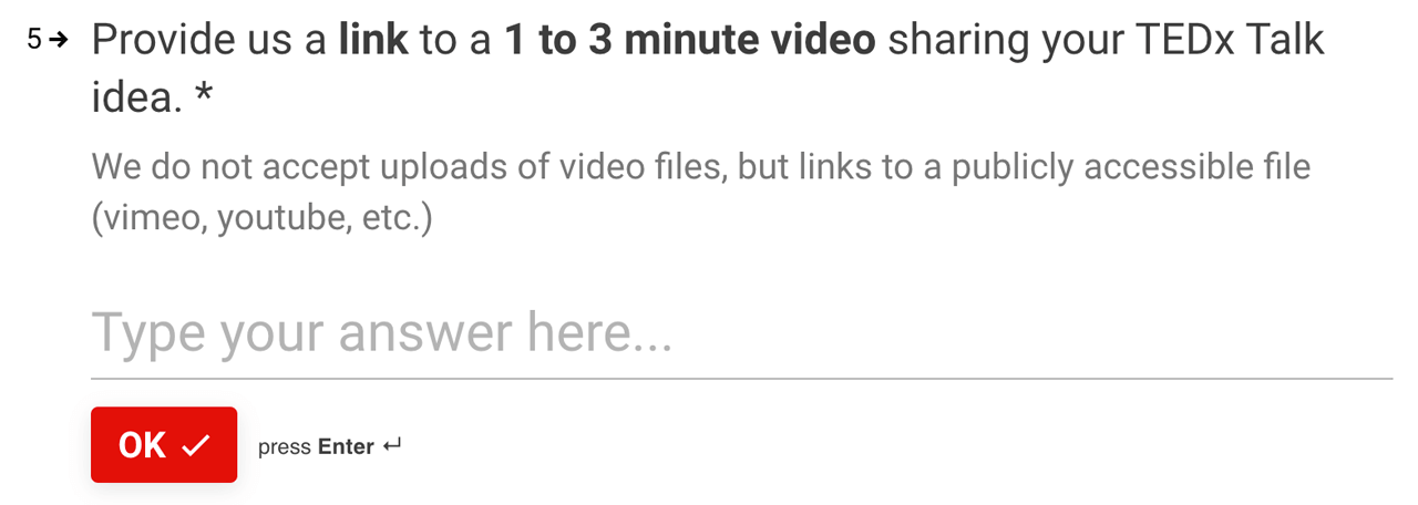 TEDx speaker application video Add a video that explains the idea you mentioned in a TEDx speaker application