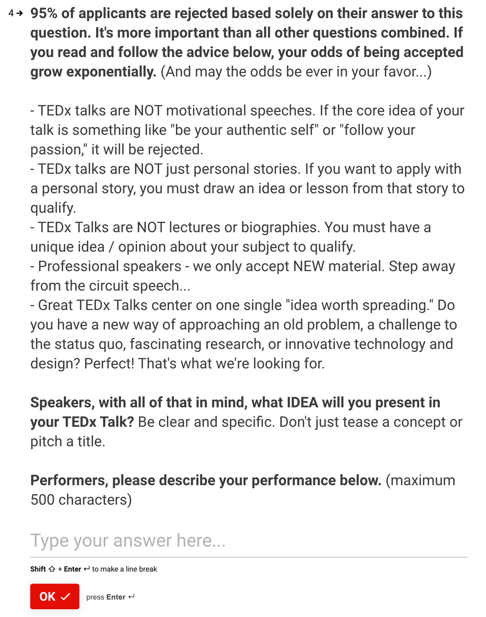 TEDx application requirements to become a TEDx speaker TEDx application requirements and rules to become a TEDx speaker