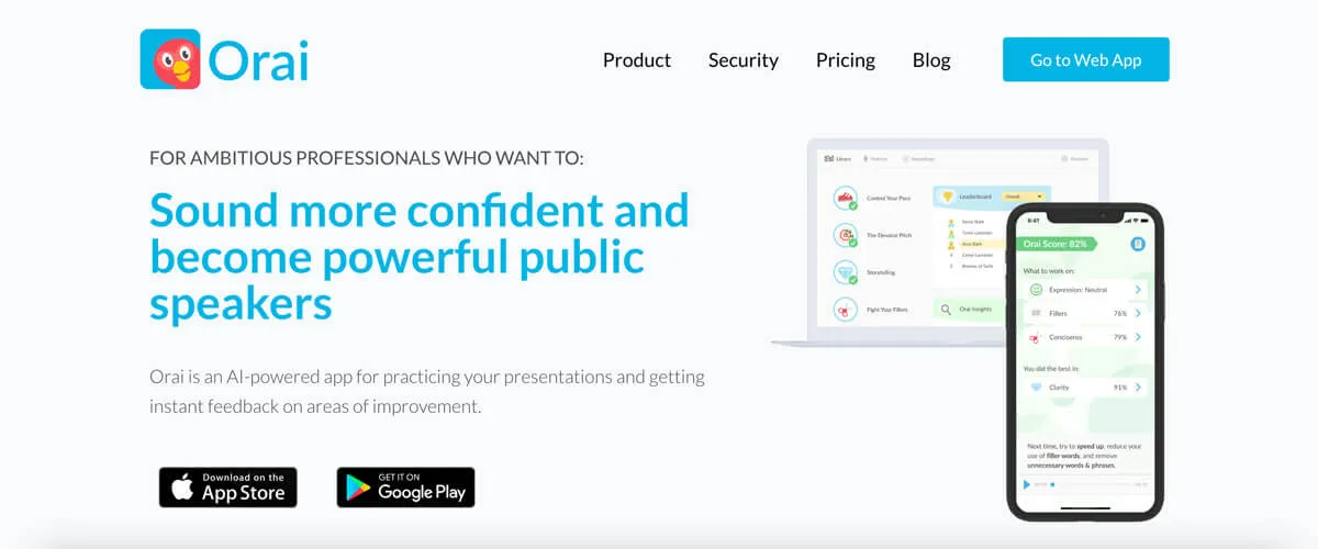 AI Presentation Tools for Public Speaking Orai