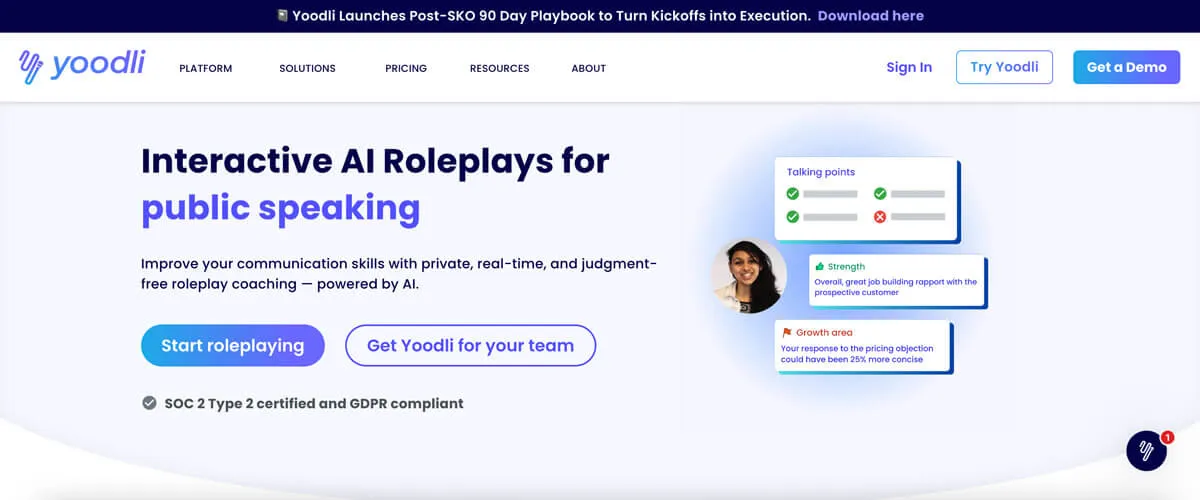 AI Presentation Tools for Public Speaking Yoodli